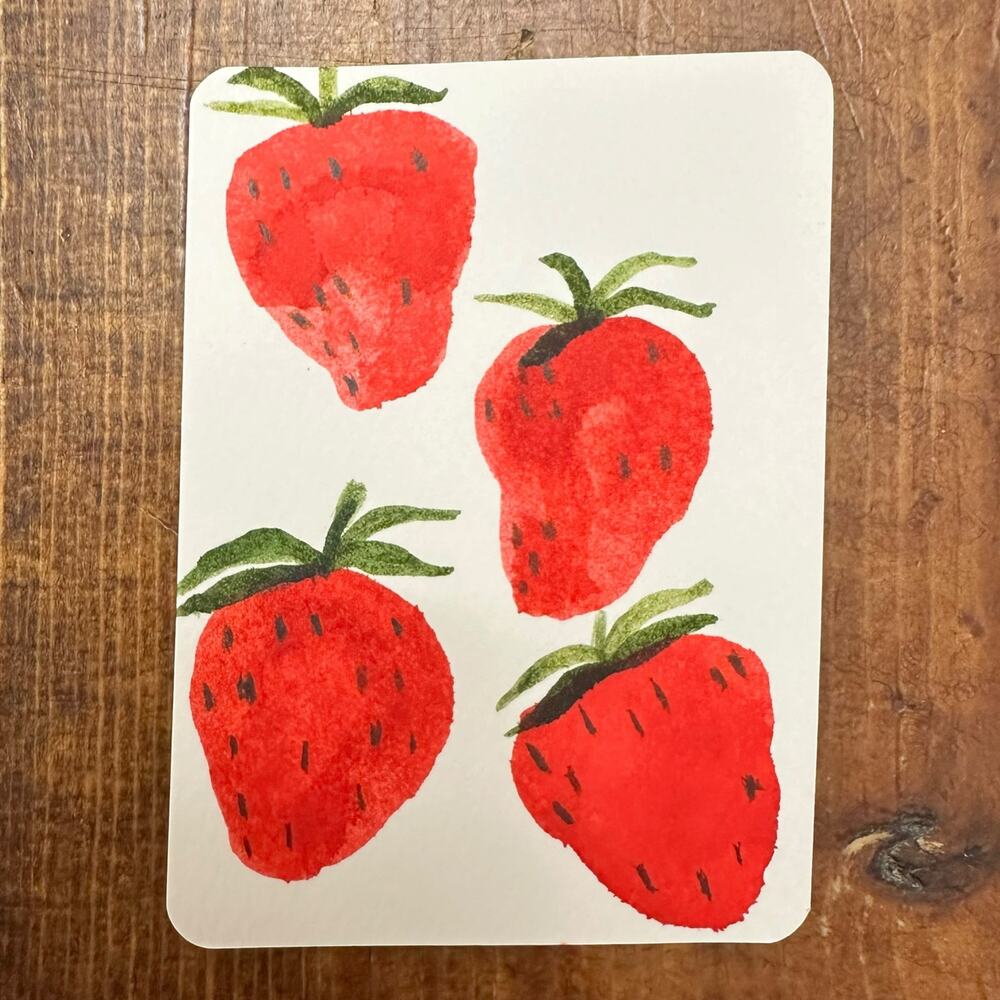 Original Watercolor ACEO Wild Strawberries Signed OOAK Folk Art